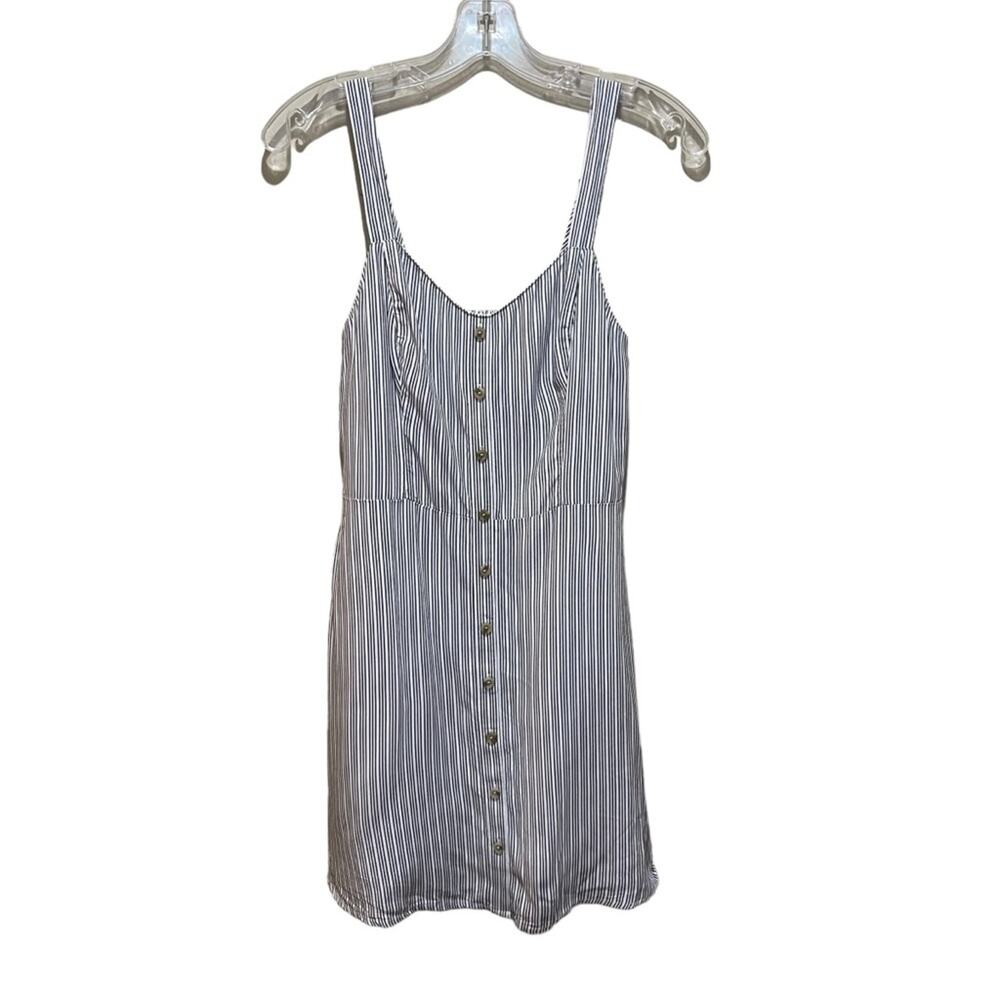 Hollister Striped Button Up Mini Dress Grey and White Size Small
